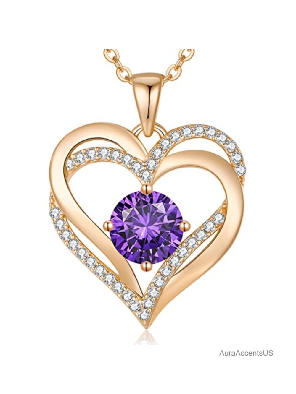 925 Sterling Silver Love Heart Pendant Necklace for Women Rose Gold Plated Gift